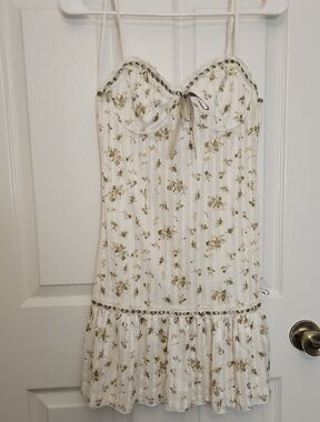 White Floral Spaghetti-Strap Sundress